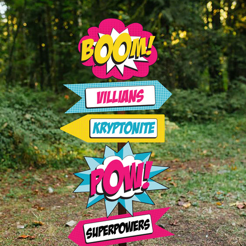 Girl Superhero Party Signs