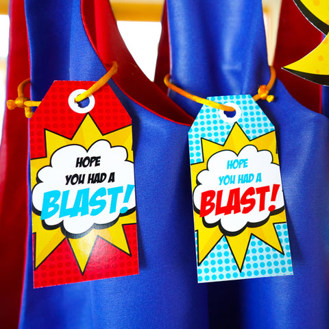 Superhero party favor tags - Hope you had a blast!