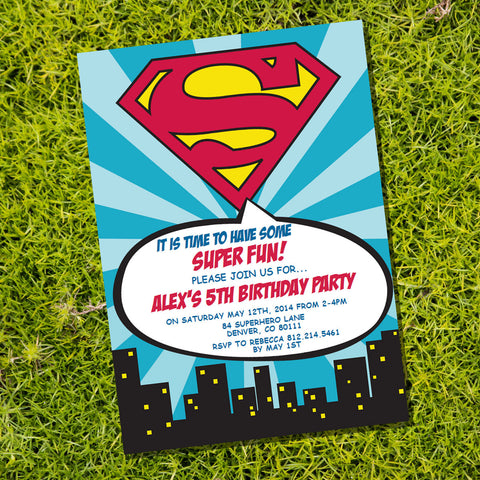 Superman Superhero Party Invitation