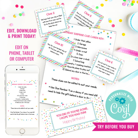 Surprise Birthday Cards for Girls | Birthday Present Hunt Cards