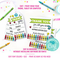 Printable Teacher Appreciation Gift Tag | Thank You Teacher Editable Gift Tag | Teacher Thank You Gift