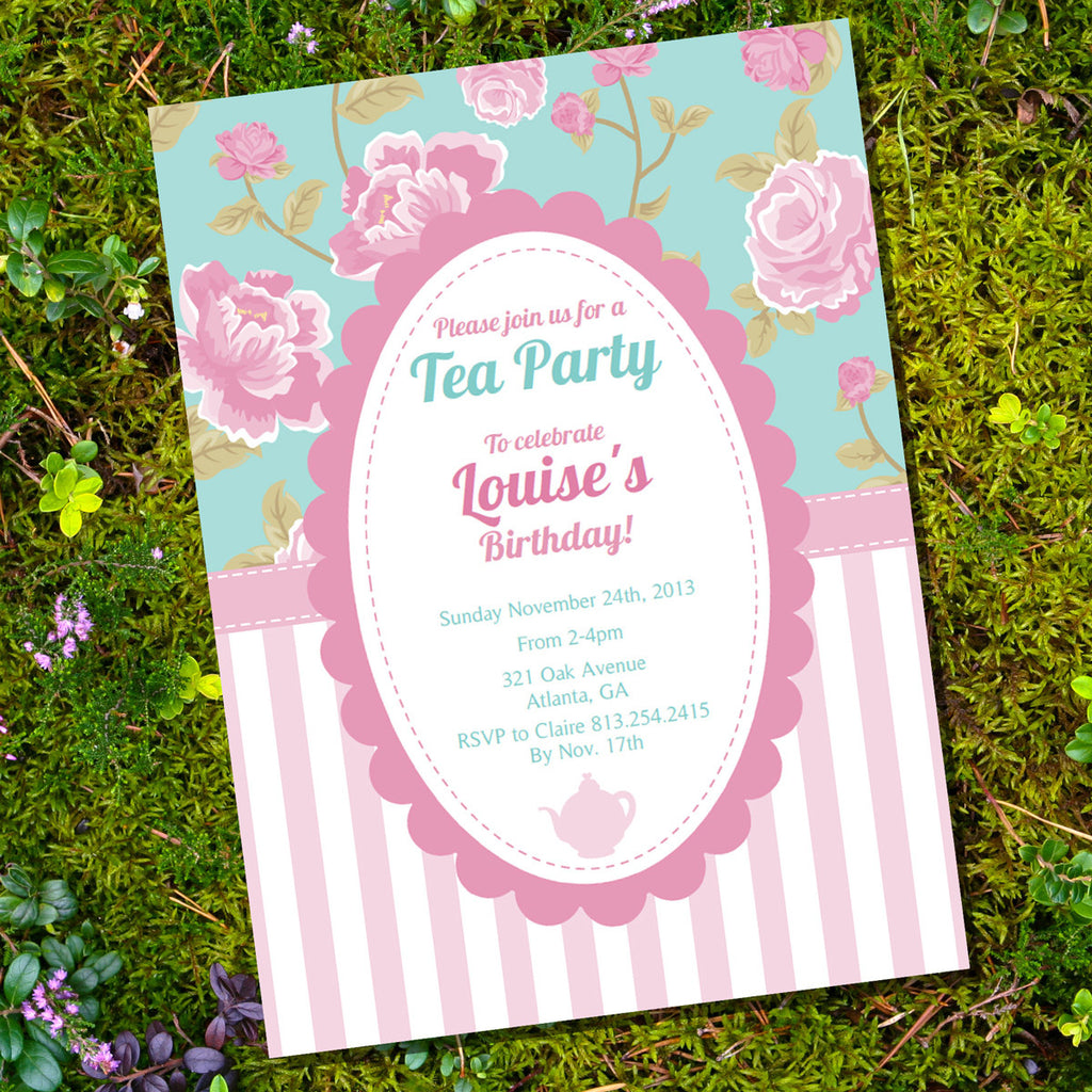Shabby Chic Tea Party Invitation | Vintage Party Invite