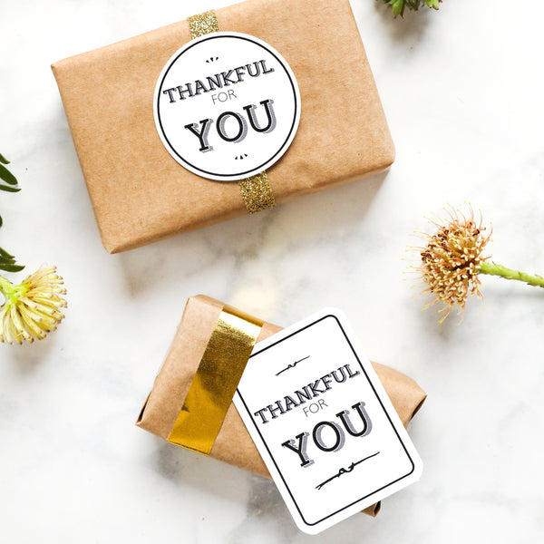 Thankful For You Labels | Thanksgiving Hostess Gifts | Thank-You Tags ...