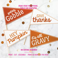 Thanksgiving Printable Pennant Flag | Autumnal Thanksgiving Preppy Printable Pennant Flag | Thanksgiving Hostess Gift