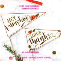 Thanksgiving Printable Pennant Flag | Thanksgiving Watercolor Printable Pennant Flag | Thanksgiving Hostess Gift