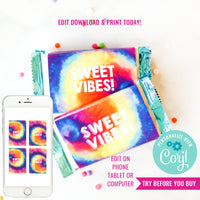 Tie-Dye Party Candy Bar Wrappers