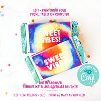 Tie-Dye Birthday Party Candy Bar Wrappers