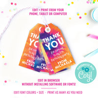 Tie-Dye Birthday Party Favor Tags