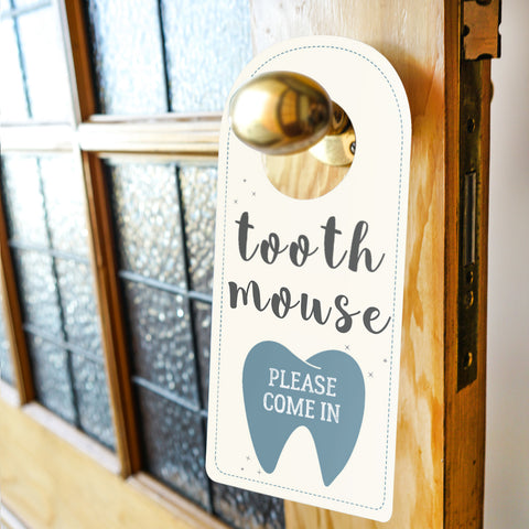 Tooth mouse door sign blue for boys