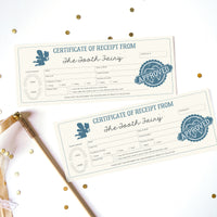 Tooth fairy Certificate in blue for boys