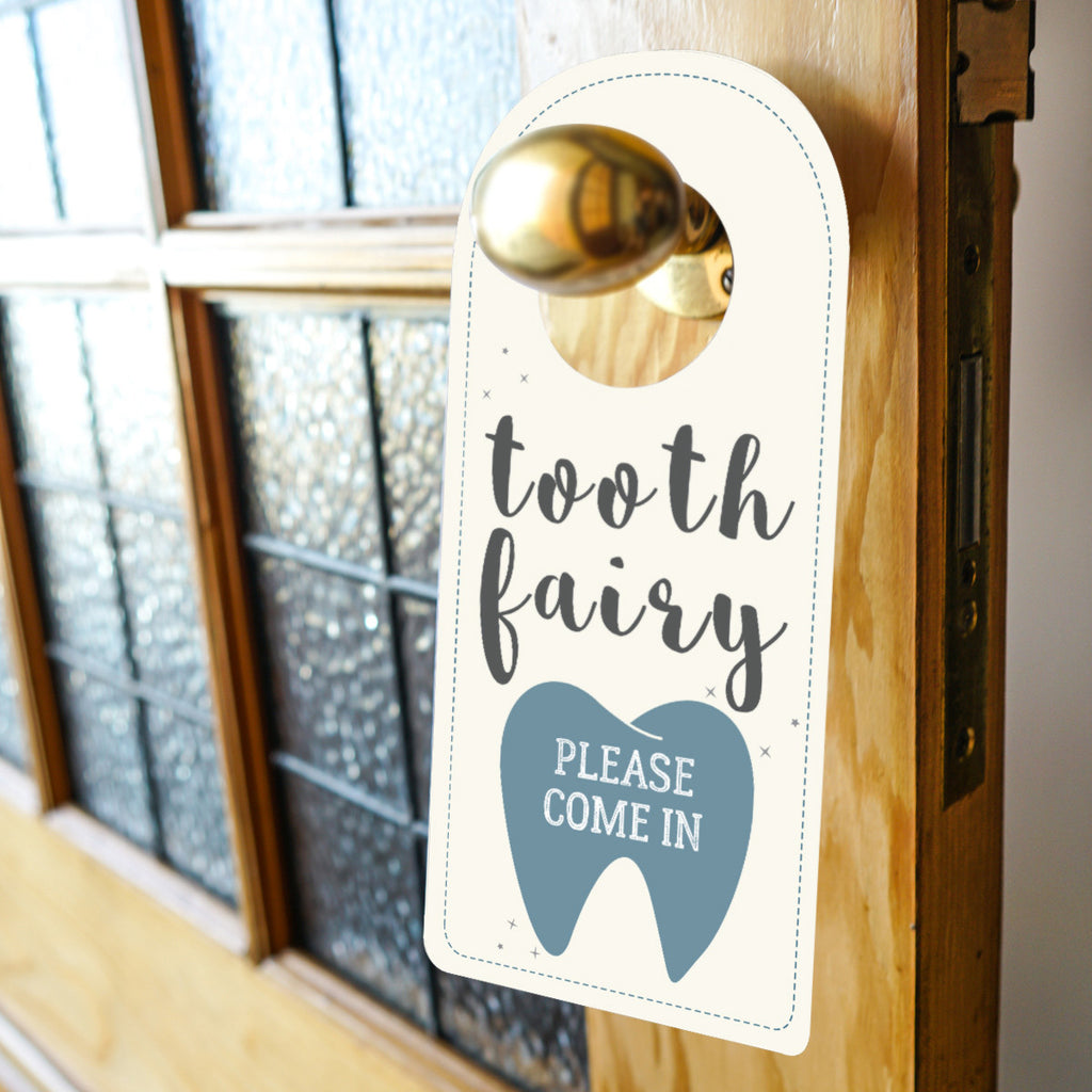 Tooth fairy door hanger sign for boys