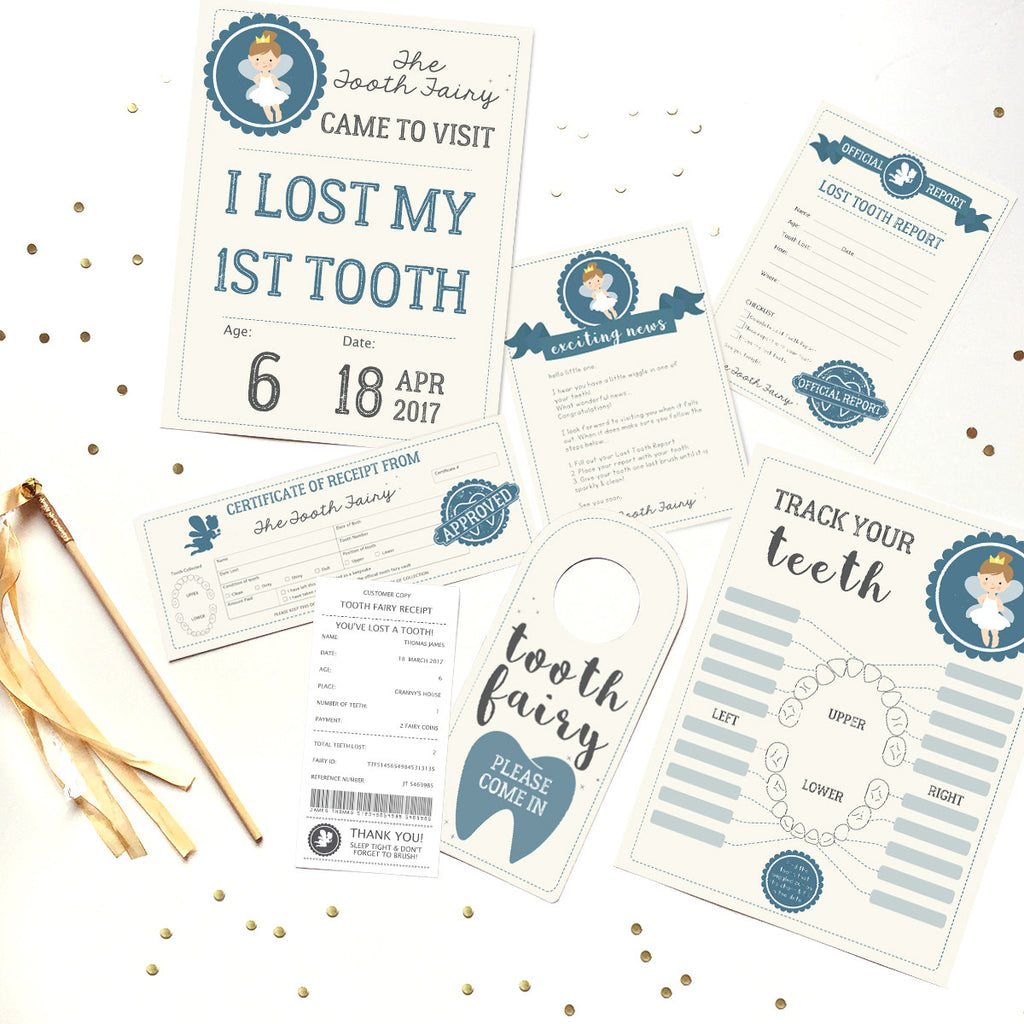 Tooth Fairy Full Set Boys | Official Certificate, Customer Receipt, Do – Sunshine Parties tooth-fairy-full-set-boys-official-certificate-customer-receipt-do-sunshine-parties