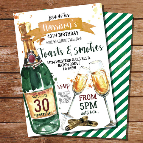 Toasts and Smokes Party Invitation