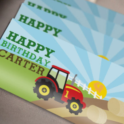 Tractor Birthday Party Candy Wrappers | Farming Chocolate bar wrappers