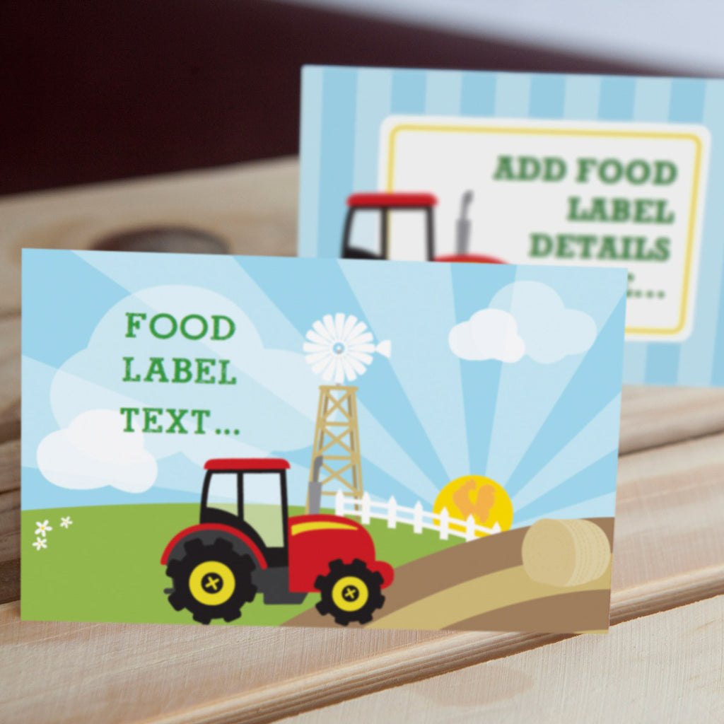Tractor Birthday Party Food Label Tent Cards | Farming Party Labels – Sunshine Parties tractor-birthday-party-food-label-tent-cards-farming-party-labels-sunshine-parties