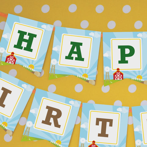 Tractor Birthday Party Birthday Banner | Farming Birthday Banner