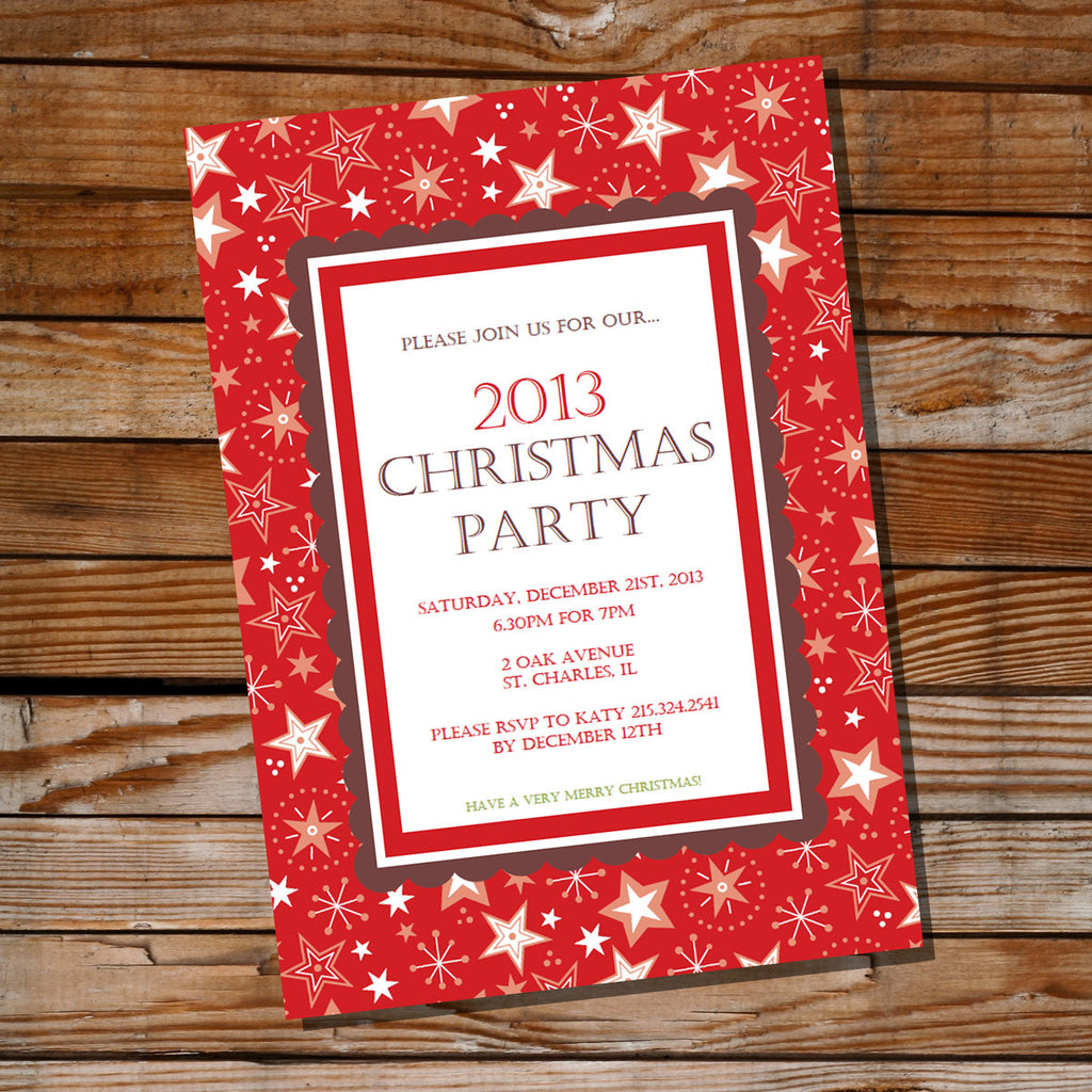 Traditional Red Christmas Party Invitation | Red Holiday Invite Template