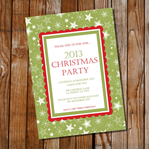 Traditional Christmas Party Invitation | Green and Red Holiday Invite Template