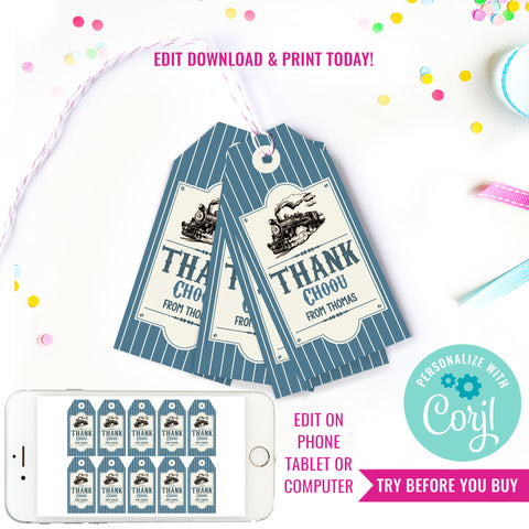 Vintage Train Ticket Party Favor Tags | Steam Train Party Favors