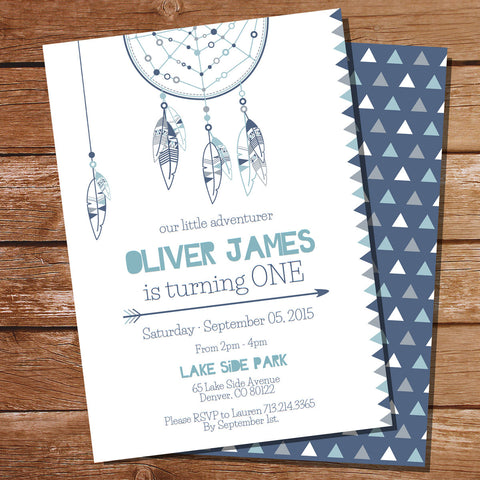 Tribal Birthday Party Invitation | Blue Tribal Birthday Party Template