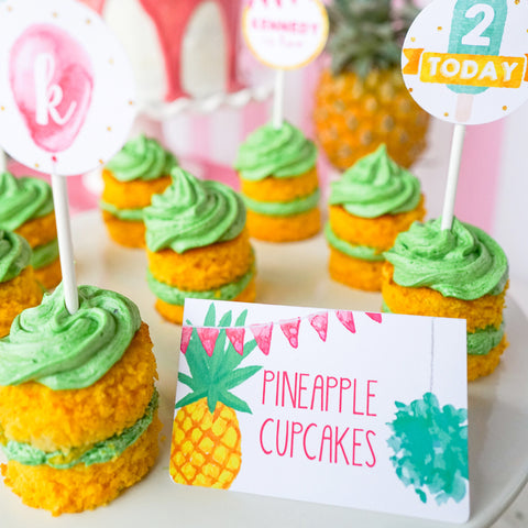 Tropical luau party theme food label 