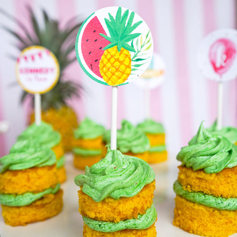 Tropical hawaiian party cupcake toppers