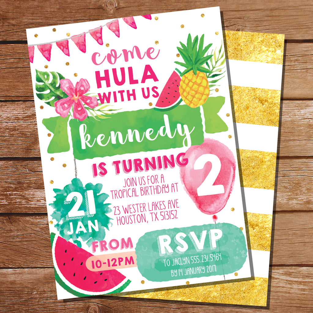 Tropical Party Invitation | Luau Hawaiian Party Invitation | Tutti Frutti Party