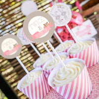 Girl's baby shower cupcake wrappers and toppers