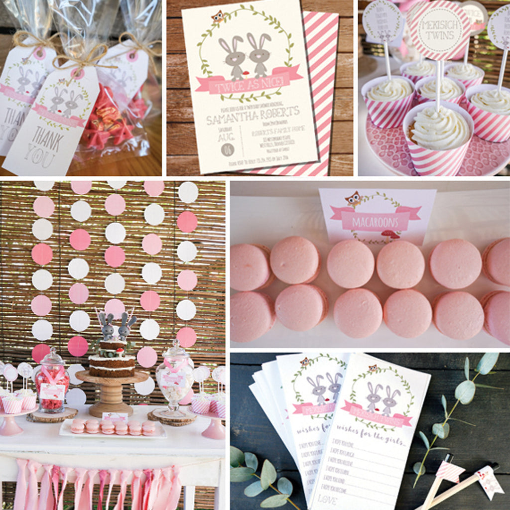 Twin Bunny Shower Decorations for Girls | Twin Baby Shower Sunshine Parties
