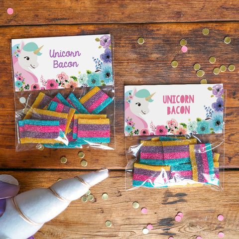 Unicorn Birthday Party Treat Bag Toppers | Floral Unicorn Favors
