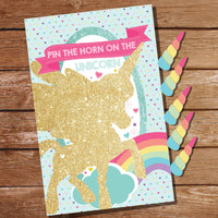 Gold Glitter Unicorn Birthday Party Game