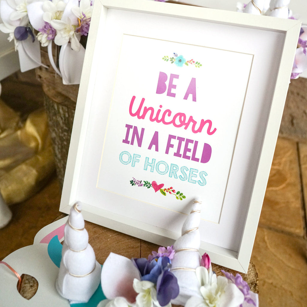 Unicorn Birthday Party Poster | Floral Unicorn Print | Unicorn Table Decor
