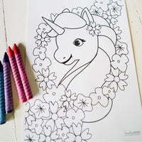 Unicorn Birthday Party Coloring-In Page | Unicorn Party Activity