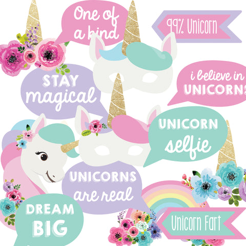 Unicorn Photo Booth Printables for unicorn party