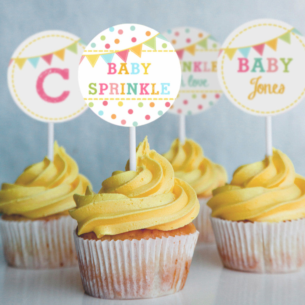 Unisex Sprinkle Baby Shower Cupcake Toppers | Unisex Baby Shower