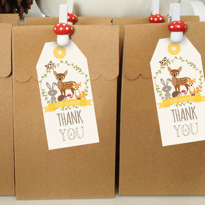 Woodland Baby Shower Favor Tags | Unisex Woodland Party Favors