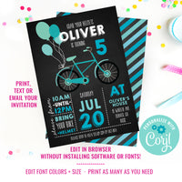 Vintage Bicycle Party Invitation For Boys