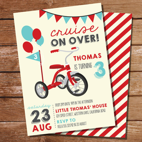 Red Tricycle Party Invitation