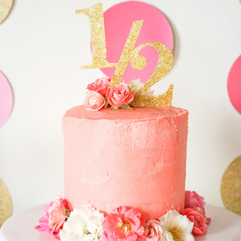 Half Birthday Party Printable Topper | Gold Glitter Number Topper | Glitter Topper