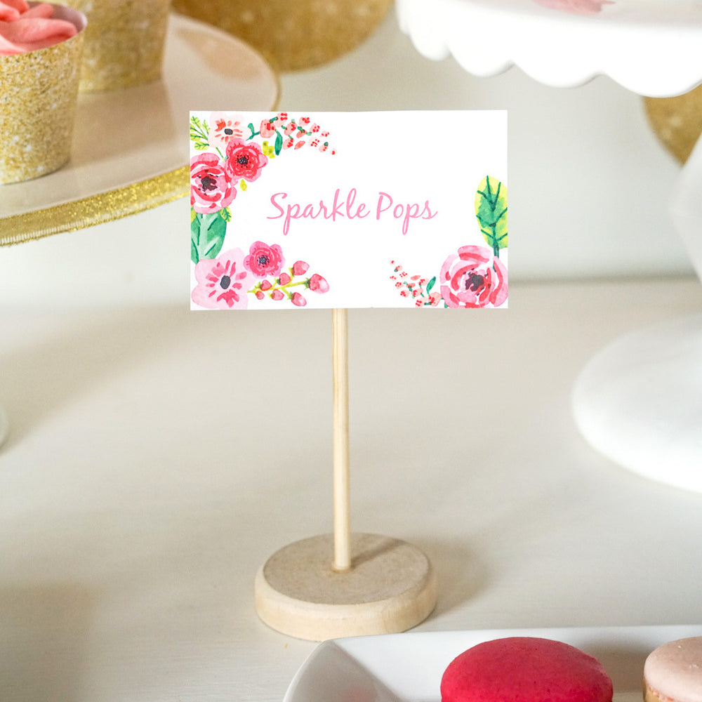 Half Birthday Party Food Label Tent Cards | Gold Glitter Floral Waterc – Sunshine Parties half-birthday-party-food-label-tent-cards-gold-glitter-floral-waterc-sunshine-parties