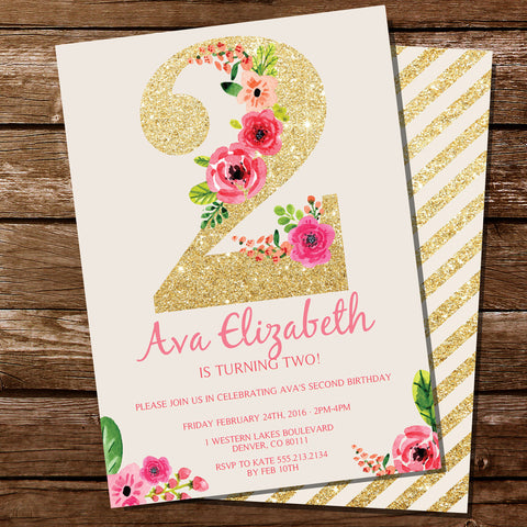 Second Birthday Party Invitation For A Girl