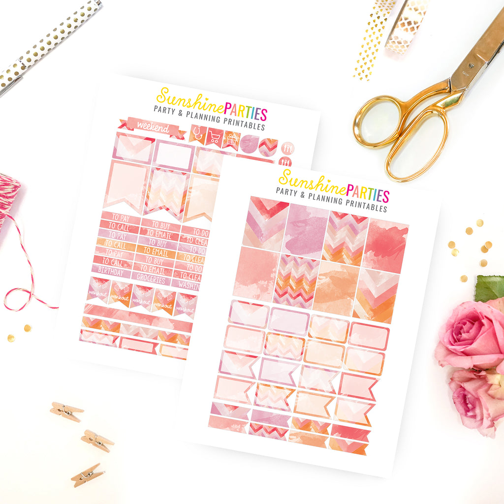 watercolor planner stickers