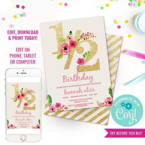 Half Birthday Invitation