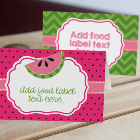 Summer Watermelon Party Food Label Tent Cards | Pool Party Labels