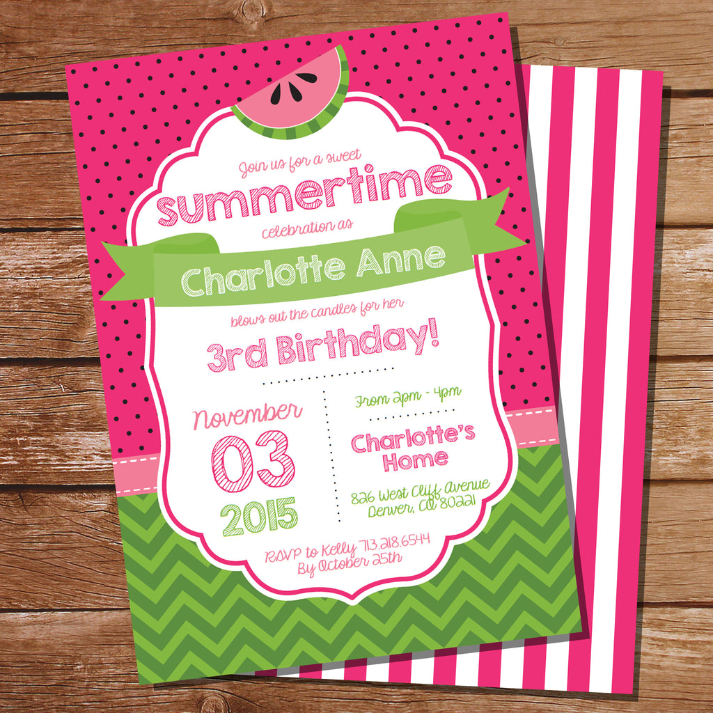 Summer Watermelon Party Invitation | Pink Party Invite