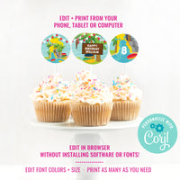 Water park birthday Party Cupcake Toppers