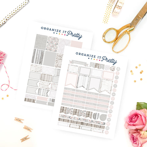 White lace and Roses Planner Sticker Designs
