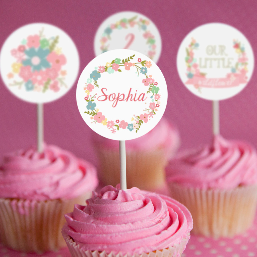 Wildflower Party Cupcake Toppers | Pretty Flower Toppers