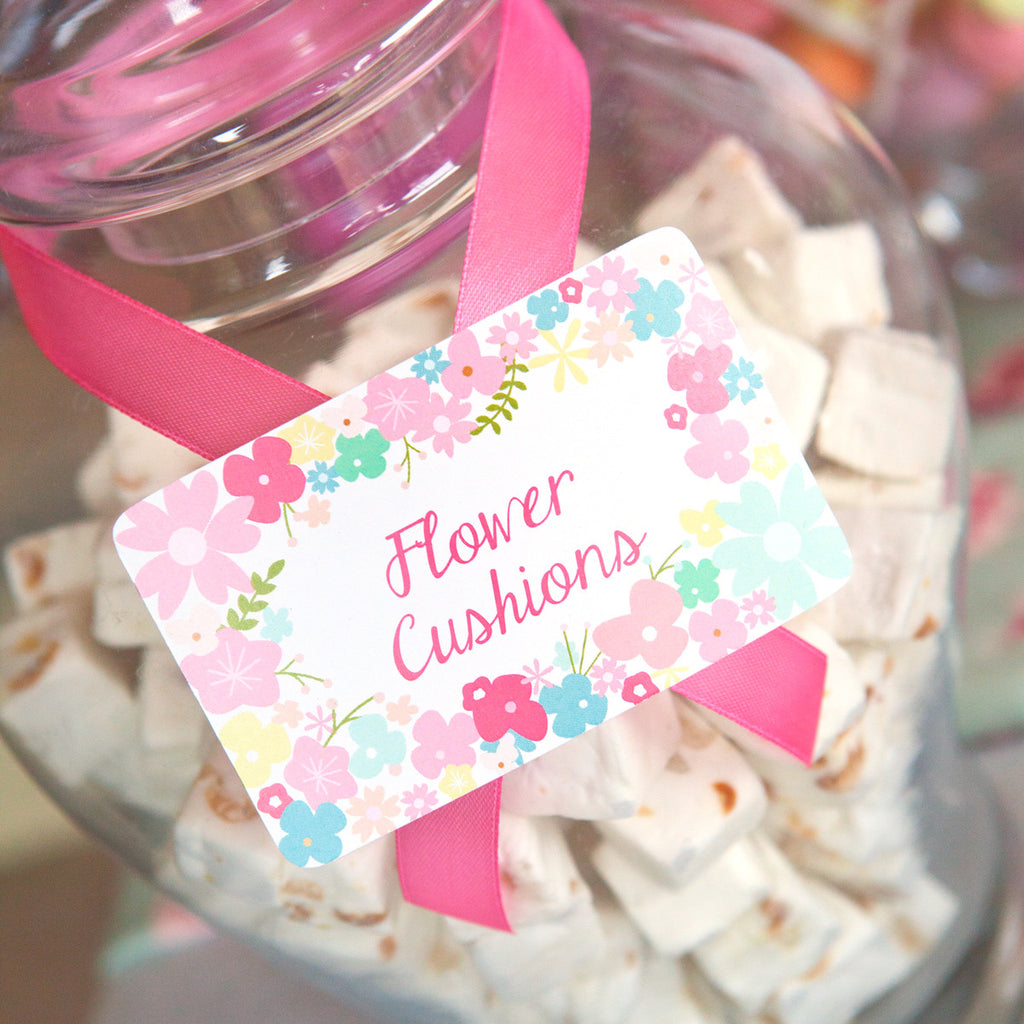 Wildflower Party Food Label Tent Cards | Pretty Flower Buffet Cards