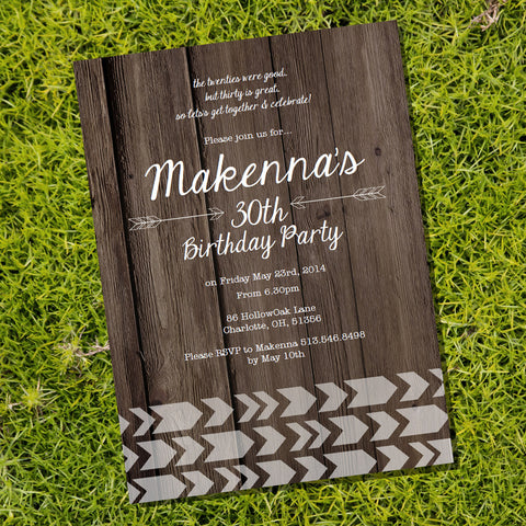 Wooden Arrow Chevron Birthday Invitation